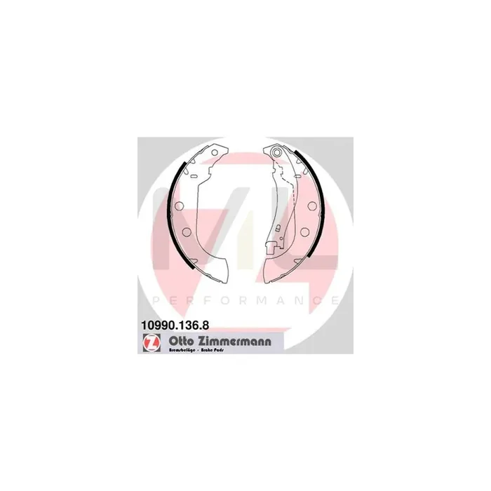 ZIMMERMANN 10990.136.8 Brake Shoe Set with lever, without accessories