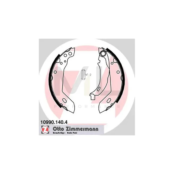 ZIMMERMANN 10990.140.4 Brake Shoe Set with accessories, with lever