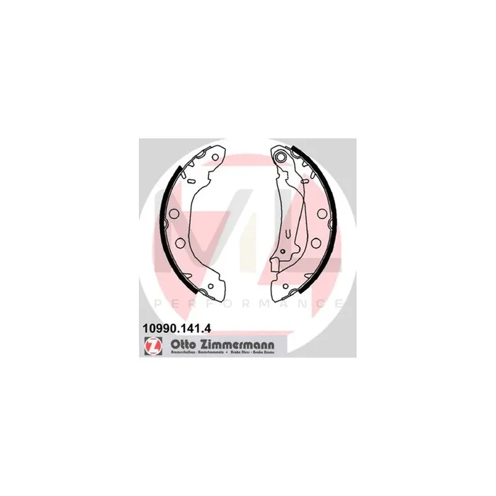 ZIMMERMANN 10990.141.4 Brake Shoe Set Photo corresponds to scope of supply, with lever